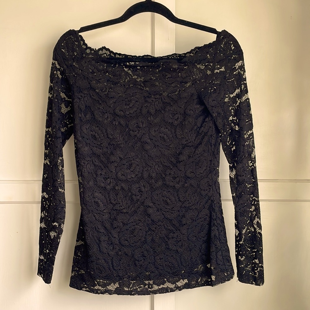L’AGENCE Black Lace Stretch Top w Camisole